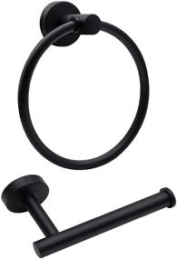 img 4 attached to 🛀 Stylish 2 Pack Matte Black Bathroom Hardware Set - Durable Stainless Steel Toilet Paper Holder and Towel Ring Set with Hardware Pack for Bathroom/Kitchen