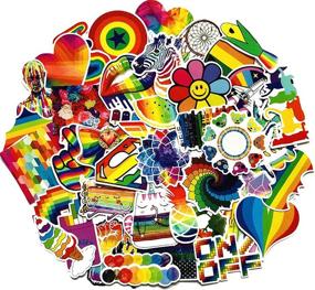 img 4 attached to 🌈 60PCS Gay Pride Stickers - Technicolor Rainbow Collection for Water Bottles, Scooters, Suitcases, Phones, Refrigerators, Laptops, Cups, Motorcycles, Cars, Bikes, Walls, Bedrooms, and Furniture