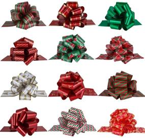 img 2 attached to 🎁 PintreeLand 24PCS Christmas Wrap Pull Bows with Ribbon: 5” Wide Wrapping Accessory for Xmas Present, Gift, Florist, Bouquet, Basket, Xmas Tree Decoration