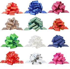 img 3 attached to 🎁 PintreeLand 24PCS Christmas Wrap Pull Bows with Ribbon: 5” Wide Wrapping Accessory for Xmas Present, Gift, Florist, Bouquet, Basket, Xmas Tree Decoration