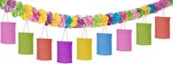 amscan multicolor tiki lounge 🌺 party lantern garland with flowers, 10ft, 1ct логотип