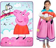 cozy up with franco kids bedding super soft plush micro raschel blanket featuring peppa pig, 62 in x 90 in logo