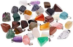 img 3 attached to 💎 36-Piece Assorted Color Irregular Healing Stone Pendants Charms Crystal Chakra Beads for Jewelry Making, Ideal for DIY Necklace Crafts - KeyZone