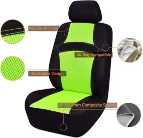 img 3 attached to 🌈 CAR PASS Rainbow Universal Fit Car Seat Cover - 100% Breathable with Composite Sponge Inside - Airbag Compatible - 9PCS, Extreme Green"