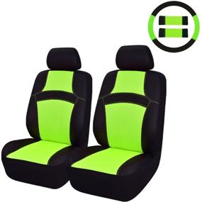 img 4 attached to 🌈 CAR PASS Rainbow Universal Fit Car Seat Cover - 100% Breathable with Composite Sponge Inside - Airbag Compatible - 9PCS, Extreme Green"