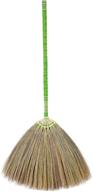 🧹 sn skennova - asian vintage retro broom handmade with thai pattern, natural grass (green) logo