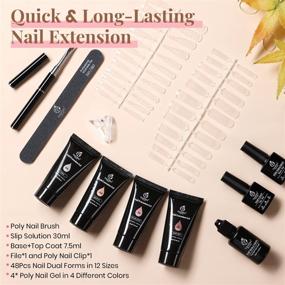 img 3 attached to 🔨 Beetles Poly Nail Extension Gel Kit - Clear Nude Pink 1OZ PolyNail Colors for Nail Art Kit with Poly Brush, Nail Clip, Dual Forms - Tyro Nail Salon All-in-One French Kit - Easy DIY at Home