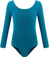 🩰 premium long sleeve cotton dance leotards for girls: perfect for ballet, gymnastics, and more! логотип