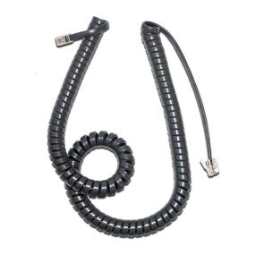 img 1 attached to 🔌 Cisco Compatible 12ft Charcoal Gray Handset Curly Cord with Long Tail