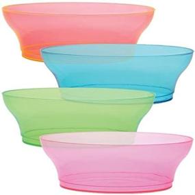 img 3 attached to 🍽️ Pack of 20 Assorted Tints Neon Mix 10 oz Plastic Bowls by Party Dimensions