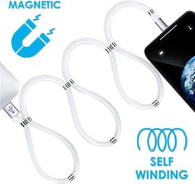 img 1 attached to 🔌 Aduro Magnetic Self Winding Fidget Lightning Charger: MFi Certified Cable for iPhone 12/11/Xs Max/XR/X/8 Plus/7 Plus/6S/SE 2020/iPad Pro/iPod - 3ft White Cord, Fast Charging