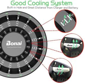 img 3 attached to 🔋 BONAI 16 Bay Rechargeable Battery Charger: Smart LED Light, High Speed Charging for AA AAA NiMH NiCD Batteries