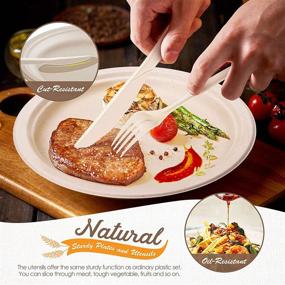img 1 attached to 🍽 Gezond 350pcs Compostable Paper Plates Set: Eco-friendly Disposable Cutlery for 50 Guests