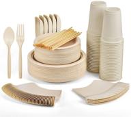 🍽 gezond 350pcs compostable paper plates set: eco-friendly disposable cutlery for 50 guests logo