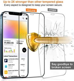 img 3 attached to 📱 Повышенная защита: набор из двух защитных пленок для экрана и камеры на iPhone 12 Pro Max [6,7''] от HoiLong - закаленное стекло с твердостью 9H и легким выравниванием для двойной защиты.