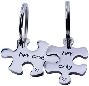 img 4 attached to 🌈 Set of 2 Gay Boyfriend Couples Keychains: Omodofo Jigsaw Puzzle Piece Jewelry for LGBT Lesbian Girlfriend, Ideal for Anniversary, Valentines Day, Wedding Gifts
