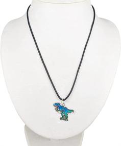 img 1 attached to 🦖 Color-Changing Handmade T-Rex Dinosaur Pendant Mood Necklace - Fun Jewels for Boys and Girls, Animal Jewelry