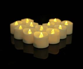 img 2 attached to 🕯️ Pack of 12 YHP Battery Operated Flameless Flickering Candles - Realistic and Bright LED Tea Lights for Weddings, Tables, Halloween, Christmas, and Festival Celebrations in Warm White