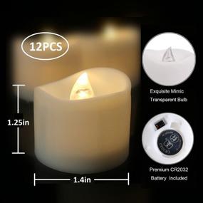 img 3 attached to 🕯️ Pack of 12 YHP Battery Operated Flameless Flickering Candles - Realistic and Bright LED Tea Lights for Weddings, Tables, Halloween, Christmas, and Festival Celebrations in Warm White