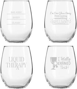 img 1 attached to 🍷 Funny Stemless Wine Glasses Set of 4 (15 oz) - Hilarious Novelty Wine Glassware Gift for Women - Perfect for Parties, Events, Hosting - Funny Sayings Wine Lover Glassware