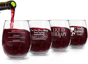 img 2 attached to 🍷 Funny Stemless Wine Glasses Set of 4 (15 oz) - Hilarious Novelty Wine Glassware Gift for Women - Perfect for Parties, Events, Hosting - Funny Sayings Wine Lover Glassware