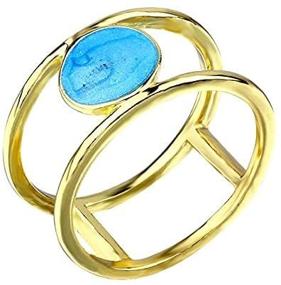 img 4 attached to 💍 Metmejiao Women's 18K Gold Filled Turquoise Wedding Anniversary Ring - Stylish Fashion Jewelry Gift