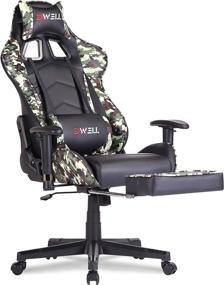 img 4 attached to 🎮 Gaming Chair for Adults with Footrest, High Back Computer Chair featuring Headrest, Massage Lumbar Support, Camo Design