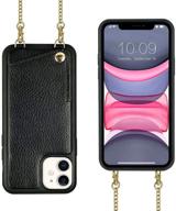 📱 jlfch iphone 11 crossbody wallet case - black | leather phone purse cover with card slot credit card holder for apple iphone 11 (6.1 inch) logo