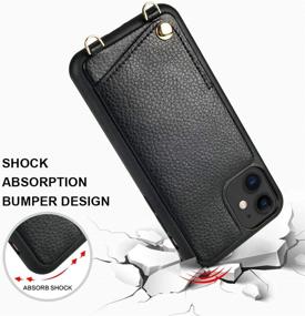 img 1 attached to 📱 JLFCH iPhone 11 Crossbody Wallet Case - Black | Leather Phone Purse Cover with Card Slot Credit Card Holder for Apple iPhone 11 (6.1 inch)