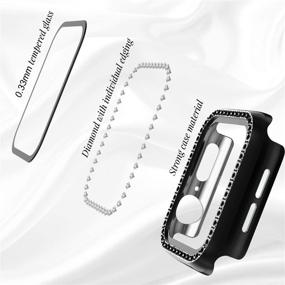 img 2 attached to 💎 Recoppa Apple Watch Case 44mm Series 6/5/4/SE with Screen Protector – Bling Crystal Diamond Rhinestone Ultra-Thin Bumper Full Cover Protective Case for Women Girls iWatch (Black)