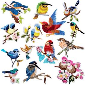 img 4 attached to 🦜 14PCS Embroidery Patches Birds, Birdie Iron On Patches, Embroidered Motif Applique Sticker for DIY Accessory Sewing on Jeans, Clothing, Backpacks (14 Different Sizes)