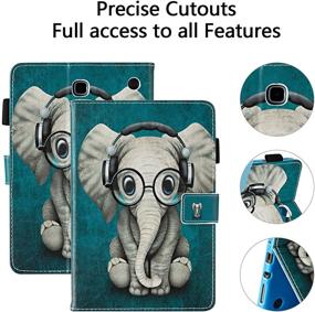 img 1 attached to 🎧 Stylish SM-T350 Case with Stylus Pen, Tab A 8.0" 2015 Model: Dteck Protective Smart PU Leather Case - Music Elephant Design