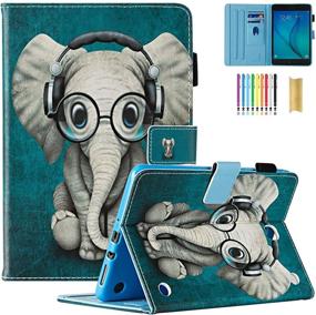 img 4 attached to 🎧 Stylish SM-T350 Case with Stylus Pen, Tab A 8.0" 2015 Model: Dteck Protective Smart PU Leather Case - Music Elephant Design