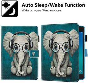 img 2 attached to 🎧 Stylish SM-T350 Case with Stylus Pen, Tab A 8.0" 2015 Model: Dteck Protective Smart PU Leather Case - Music Elephant Design