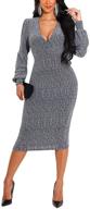 💃 stunning women's long sleeve sequin pencil dress for casual or club wear - bodycon midi design logo