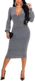 img 4 attached to 💃 Stunning Women's Long Sleeve Sequin Pencil Dress for Casual or Club Wear - Bodycon Midi Design