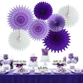 img 2 attached to 🎉 Qian's Party Purple Birthday Decorations for Women: Purple Elephant Baby Shower Decorations and Lavender Purple White 7pcs Tissue Paper Fans for Purple Wedding, Bridal Shower Décor