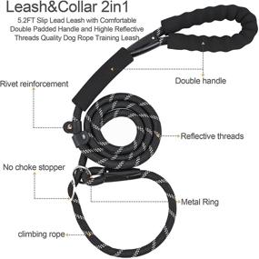 img 3 attached to 🐾 YELON Dog Leash: Slip Lead with Padded Double Handle for Effective Training - Reflective Climbing Rope Leash 5.2FT, 4 Sizes