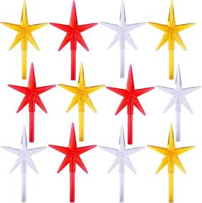 img 4 attached to 🎄 Ruisita 12 Pieces Ceramic Christmas Tree Star: Colorful Accessories for Vintage Artcraft Ornaments