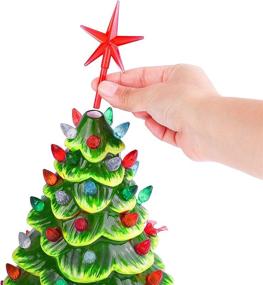 img 2 attached to 🎄 Ruisita 12 Pieces Ceramic Christmas Tree Star: Colorful Accessories for Vintage Artcraft Ornaments