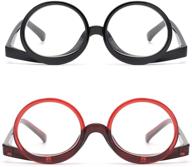 👓 jm makeup reading glasses: round magnifying flip down cosmetic readers - 2 pairs for women logo