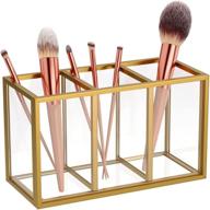 💄 femeli gold makeup brush holder: organize your brushes with style (3 slots) logo