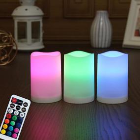 img 2 attached to 🕯️ WRalwaysLX Flameless Plastic Pillar Candles: Color Changing LED Flickering Candles with Remote Control and Timer, Set of 3, Ideal for Outdoor and Indoor Decor, 2.5"D X 4"H