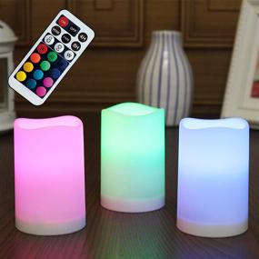 img 4 attached to 🕯️ WRalwaysLX Flameless Plastic Pillar Candles: Color Changing LED Flickering Candles with Remote Control and Timer, Set of 3, Ideal for Outdoor and Indoor Decor, 2.5"D X 4"H