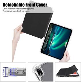 img 2 attached to 📱 Valkit iPad Air 4th Gen 2020 Case - Translucent Frosted Black Smart Back Cover, Supports Apple Pencil 2 Charging | 10.9 Inch iPad Air 4 Cover