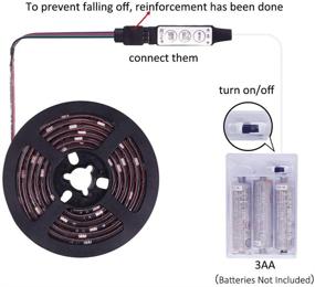 img 3 attached to 🔋 XYOP Battery Operated LED Strip Lights - 2M 6.56ft RGB LED Lights Strip with 3-Keys Controller, Battery-Powered LED Rope Lights