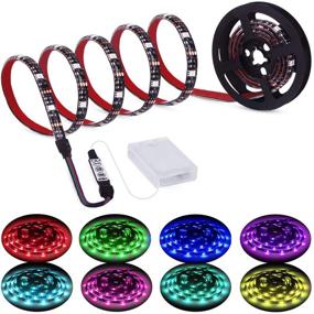 img 4 attached to 🔋 XYOP Battery Operated LED Strip Lights - 2M 6.56ft RGB LED Lights Strip with 3-Keys Controller, Battery-Powered LED Rope Lights