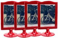 📸 vertical stand photo frames box with double display, self-standing photo frame, holds 2 photos 4x6, specimen framework, price tag, culture card, ornaments exhibition, pack of 4 (red) логотип