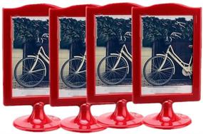 img 1 attached to 📸 Vertical Stand Photo Frames Box with Double Display, Self-Standing Photo Frame, Holds 2 Photos 4x6, Specimen Framework, Price Tag, Culture Card, Ornaments Exhibition, Pack of 4 (Red)