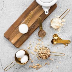 img 2 attached to 🥄 Gold Stainless Steel Measuring Cups and Spoons Set - Stylish Stackable Kitchen Accessories (8-Piece)